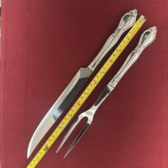 Vintage Imperial Stainless Rosedale Carving Set Knife & Fork USA Floral Design - Picture 3 of 10